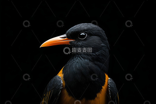 黑橙相间鸟特写