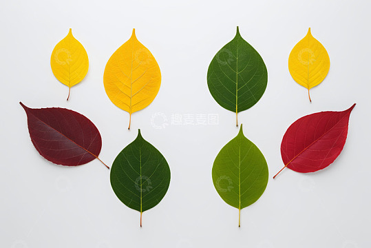 多彩树叶平铺展示