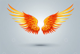 橙黄色羽翼图形设计素材