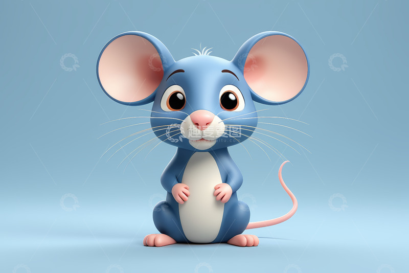 高清大图下载【趣麦麦图】蓝色卡通老鼠形象素材