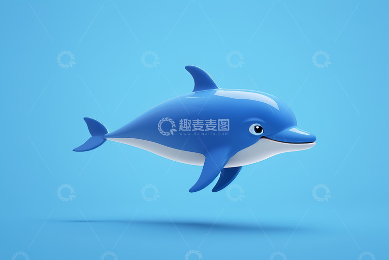 高清大图下载【趣麦麦图】蓝色背景上的卡通海豚