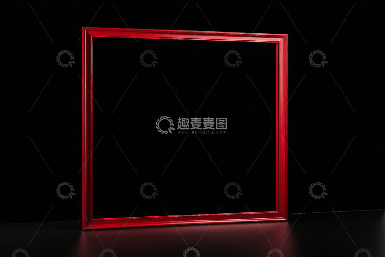 红色方形框架静物