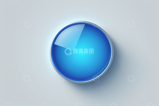 蓝色圆形玻璃质感按钮
