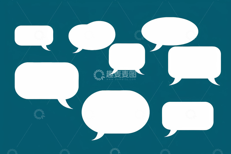 高清大图下载【趣麦麦图】蓝色背景白色对话气泡图标
