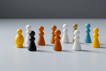 彩色棋子人物模型摆拍