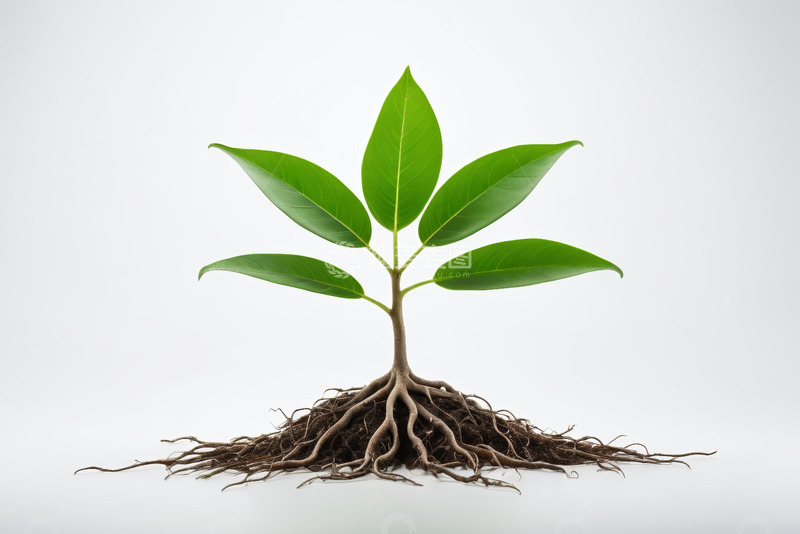 高清大图下载【趣麦麦图】带根系的绿色植物幼苗