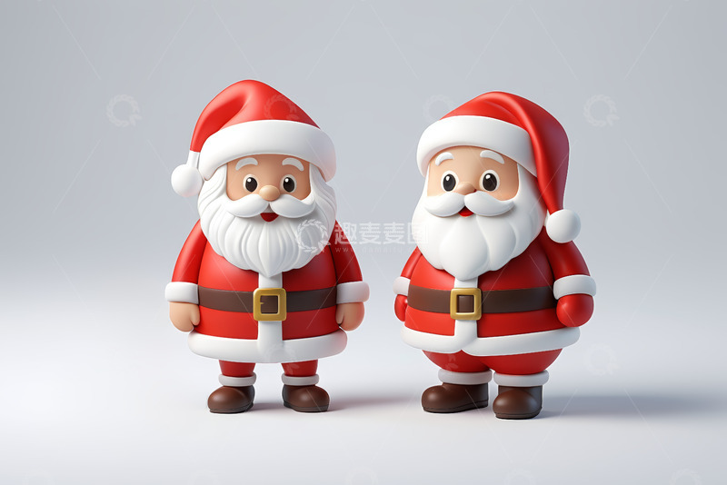 高清大图下载【趣麦麦图】两个卡通圣诞老人形象素材