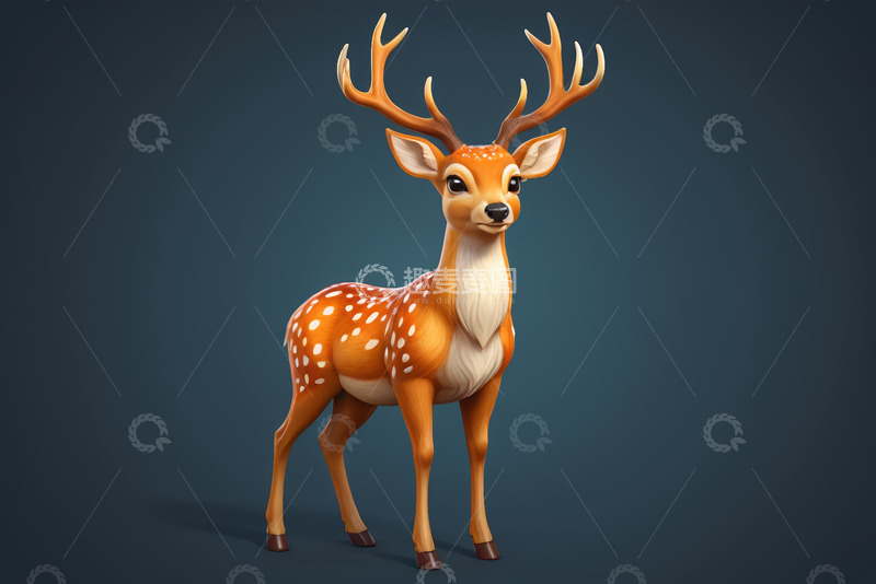 高清大图下载【趣麦麦图】卡通风格站立小鹿素材