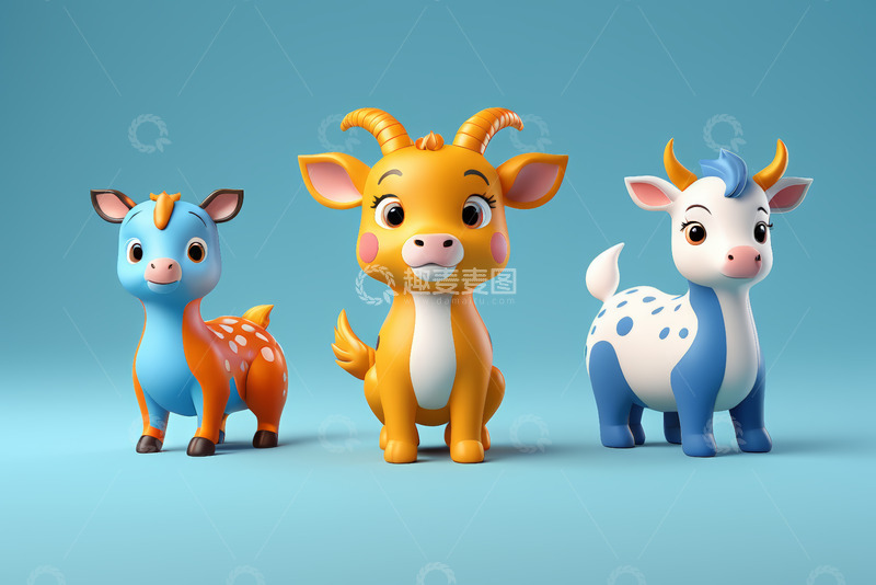 高清大图下载【趣麦麦图】卡通风格动物角色三维渲染素材