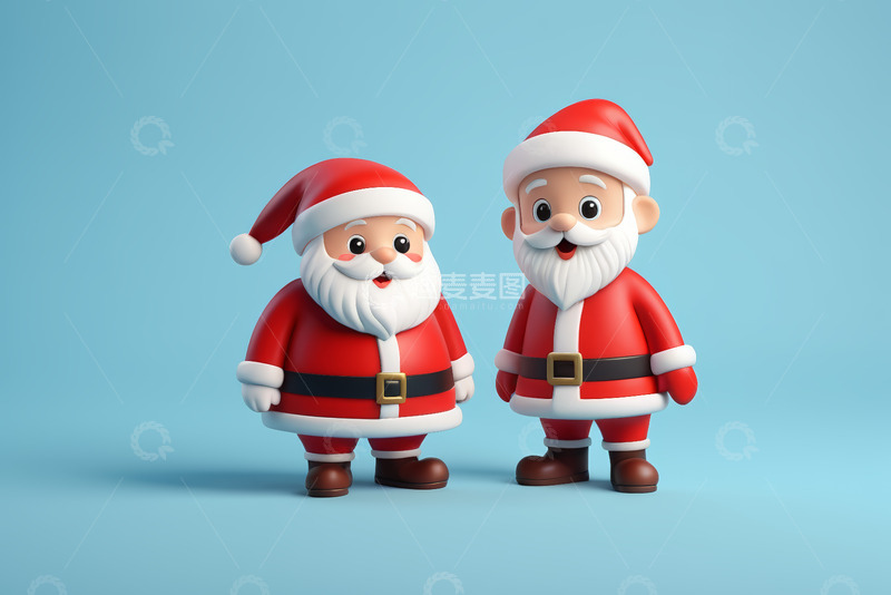 高清大图下载【趣麦麦图】两个卡通圣诞老人形象
