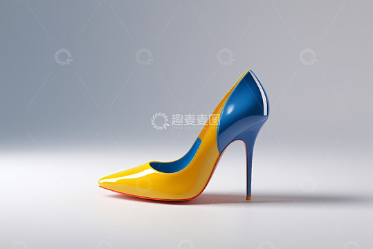时尚双色拼接高跟女鞋