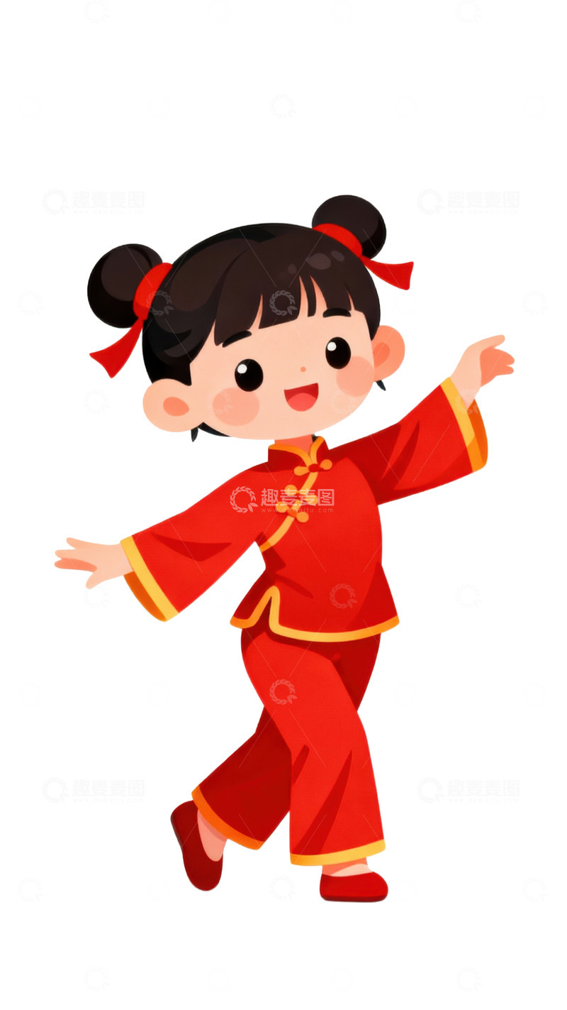 高清大图下载【趣麦麦图】穿着旗袍跳舞的可爱女孩
