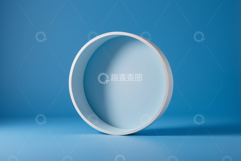 高清大图下载【趣麦麦图】蓝色背景下的白色环形物体