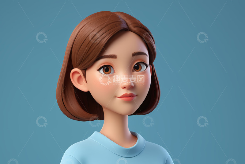 高清大图下载【趣麦麦图】卡通短发女性头像