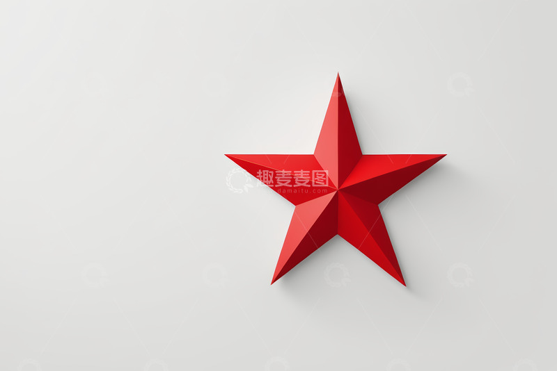 高清大图下载【趣麦麦图】白色背景上的红色立体五角星