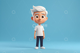 卡通风格白发男子形象