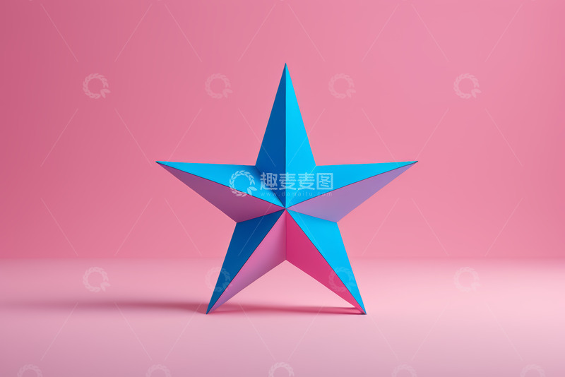 高清大图下载【趣麦麦图】粉色背景蓝色五角星模型