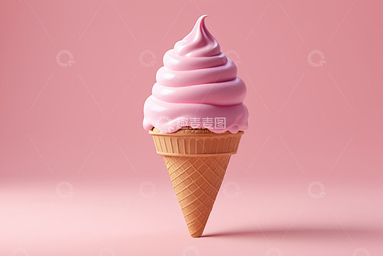 粉色冰淇淋甜筒微距特写