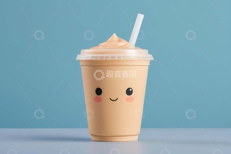 高清大图下载【趣麦麦图】带卡通笑脸的咖啡杯