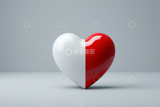 红白双色心形立体素材