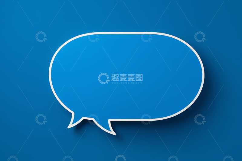 高清大图下载【趣麦麦图】蓝色背景白色聊天对话框