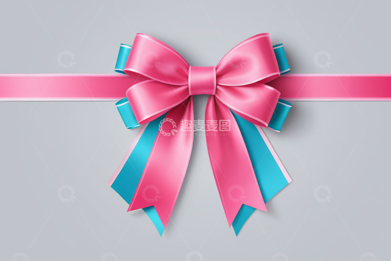 高清大图下载【趣麦麦图】粉色蓝色丝带蝴蝶结装饰