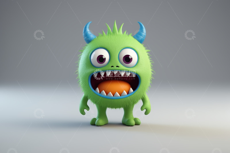 高清大图下载【趣麦麦图】可爱绿色卡通怪物形象