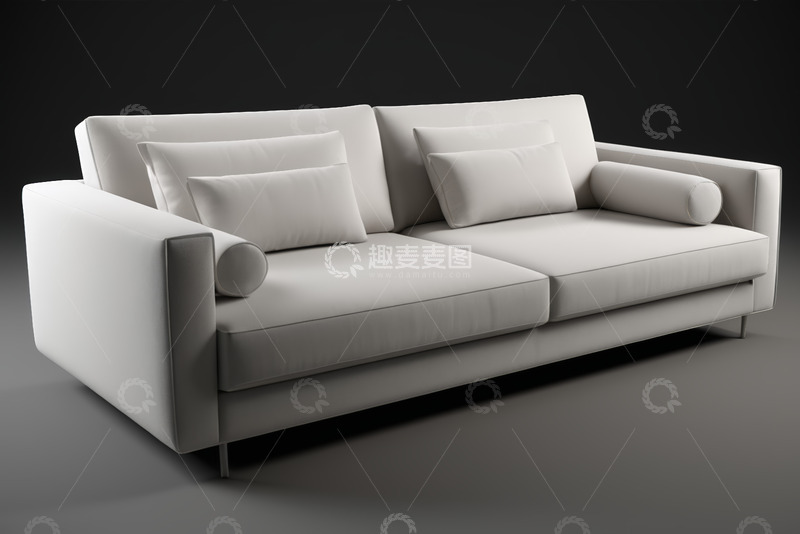 高清大图下载【趣麦麦图】现代简约白色双人沙发