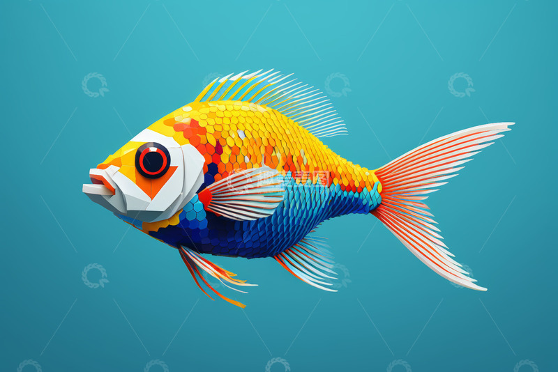 高清大图下载【趣麦麦图】彩色动画鱼特写