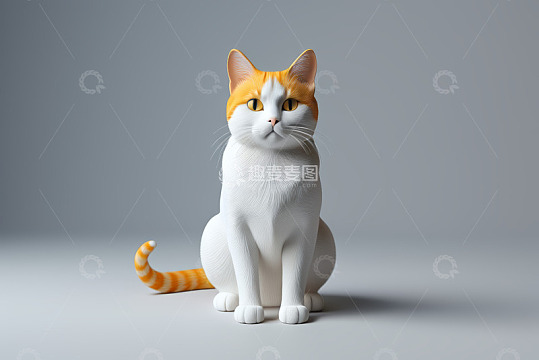 橙白相间猫咪3D模型