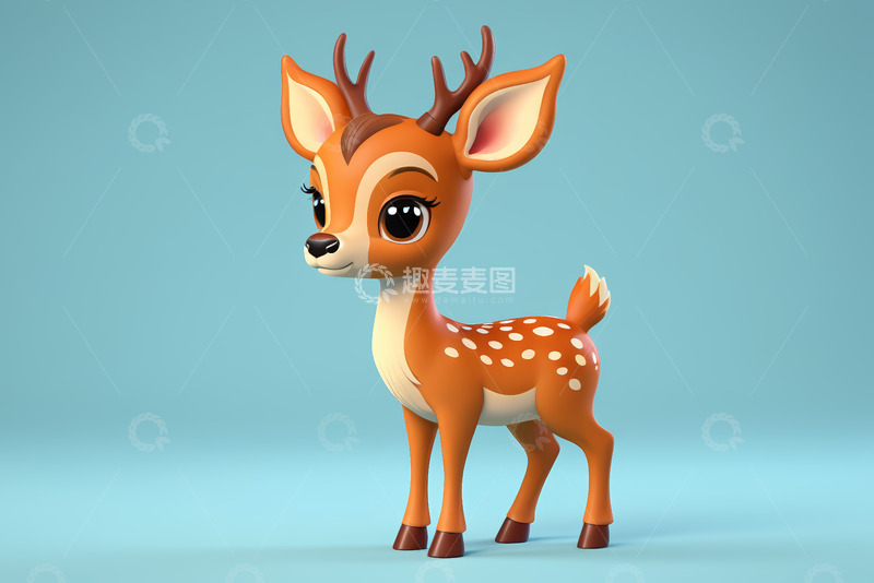 高清大图下载【趣麦麦图】卡通小鹿3D形象