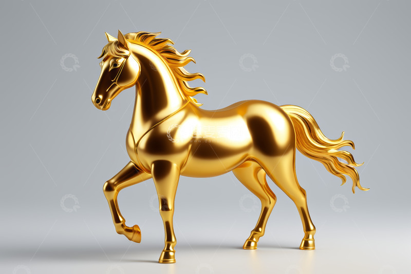 高清大图下载【趣麦麦图】金色骏马雕塑