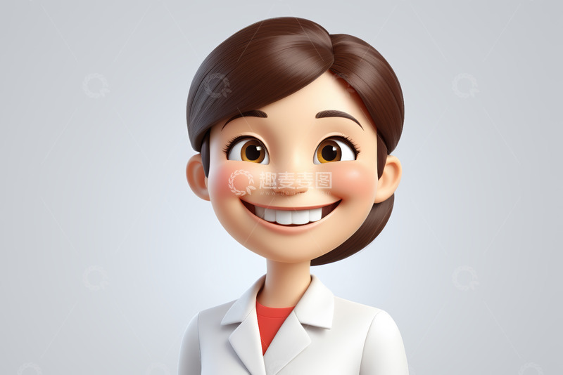高清大图下载【趣麦麦图】卡通女医生微笑形象