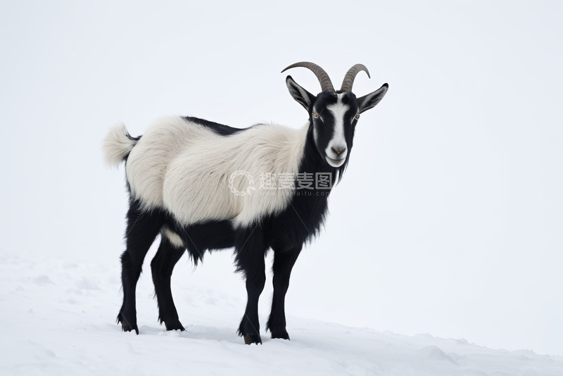 高清大图下载【趣麦麦图】雪地中的山羊特写