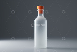 透明磨砂瓶带橙色瓶盖