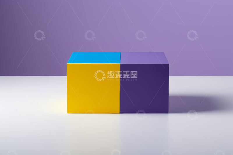 高清大图下载【趣麦麦图】双色拼接立方体静物