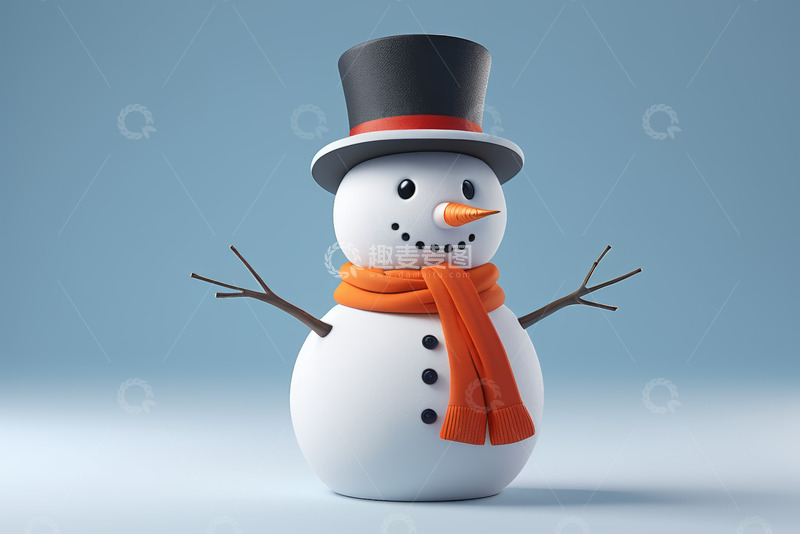 高清大图下载【趣麦麦图】戴着围巾帽子的雪人形象