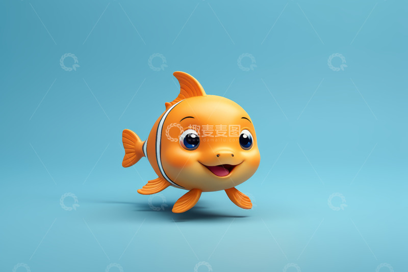 高清大图下载【趣麦麦图】橙色卡通小鱼形象素材