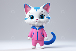 穿着粉色衣服的卡通猫咪