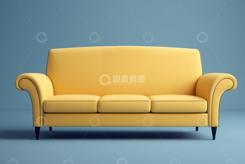 高清大图下载【趣麦麦图】黄色复古风格三人沙发