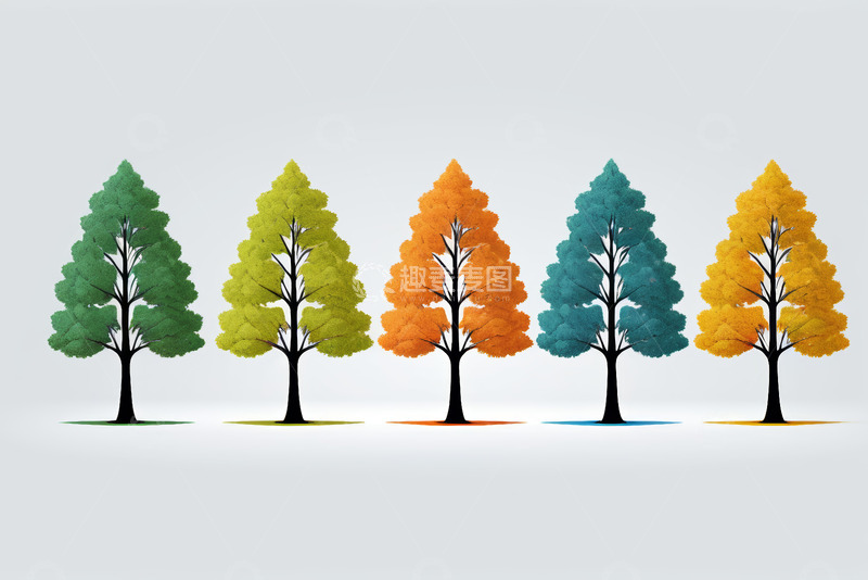 高清大图下载【趣麦麦图】不同颜色树木排列展示图