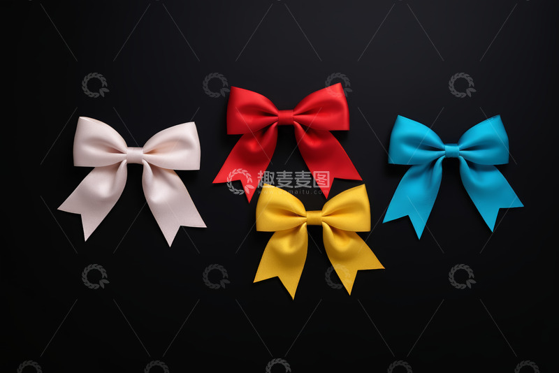 高清大图下载【趣麦麦图】多彩蝴蝶结装饰素材