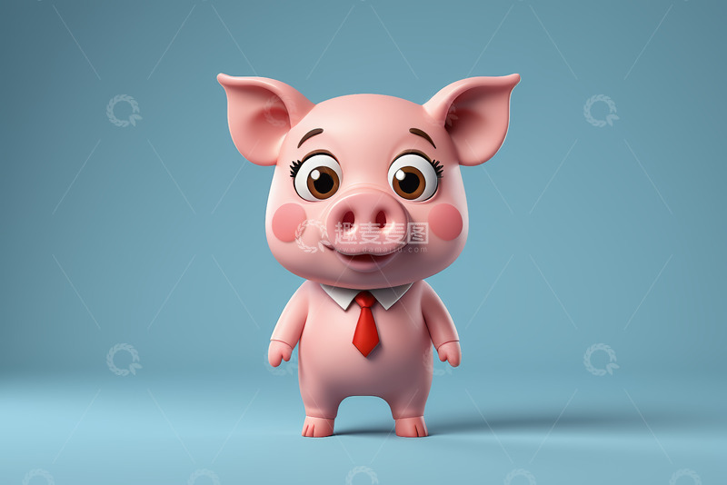 高清大图下载【趣麦麦图】卡通小猪形象商务装扮