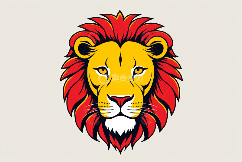 高清大图下载【趣麦麦图】彩色狮子头像插画