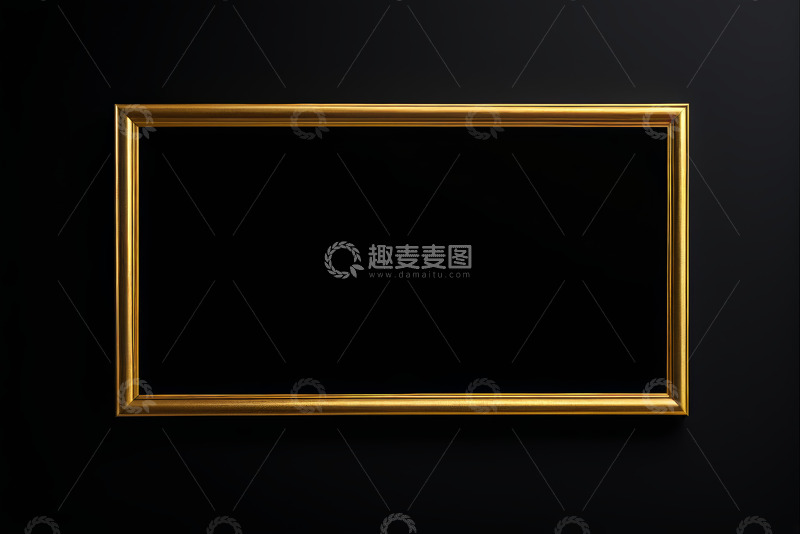 高清大图下载【趣麦麦图】黑色背景上的金色装饰框架
