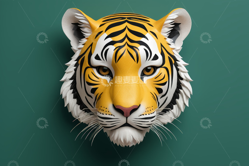 高清大图下载【趣麦麦图】老虎头部3D模型特写