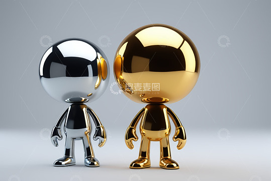 金银两色卡通小人形象素材