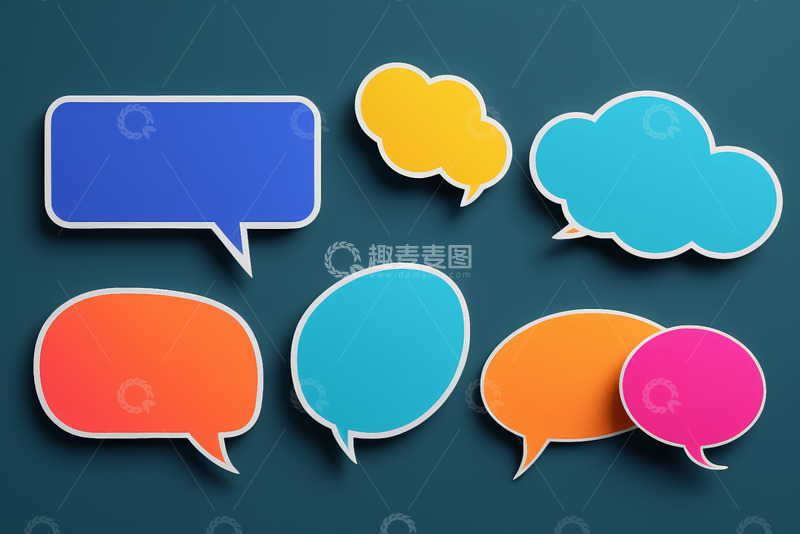 高清大图下载【趣麦麦图】多彩对话气泡素材