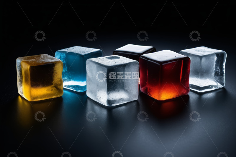 高清大图下载【趣麦麦图】彩色冰块特写静物素材