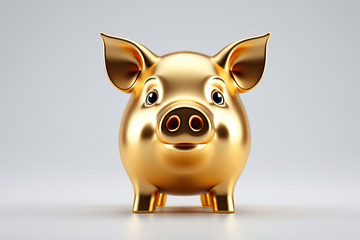 金色小猪存钱罐特写